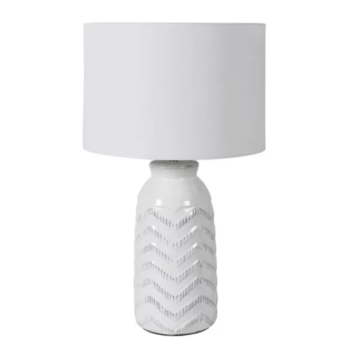 Lucy Grey Zigzag Lamp with Linen Shade
