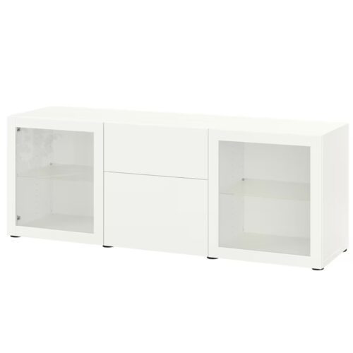 Storage combination with drawers, white Lappviken/Sindvik white clear glass