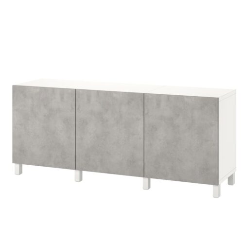 Storage combination with doors, white Kallviken/Stubbarp/light grey concrete effect