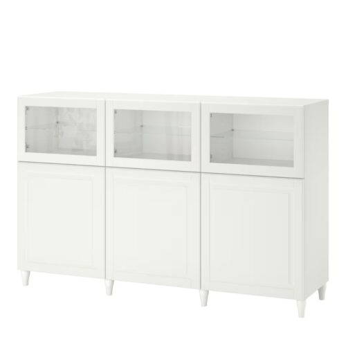 Storage combination with doors, white/Smeviken/Kabbarp white clear glass