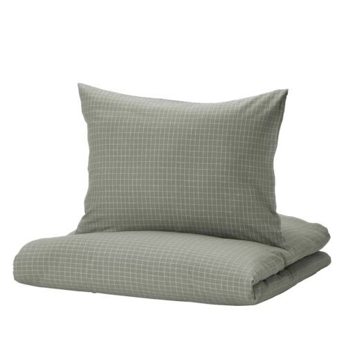 Duvet cover and 2 pillowcases, blue-green