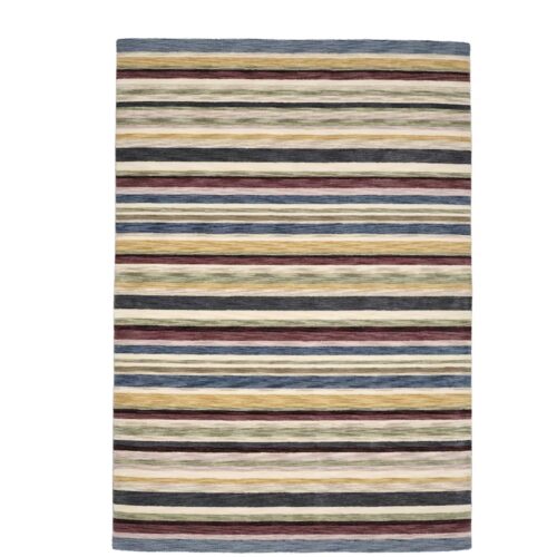 Rug, low pile, multicolour/striped handmade